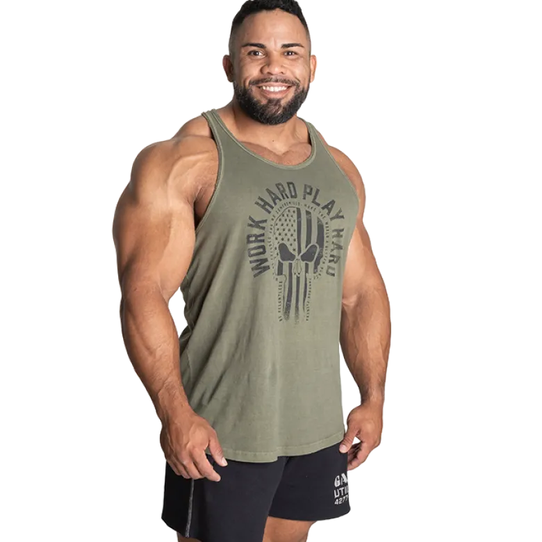 Skull T-back, Acid Washed Green