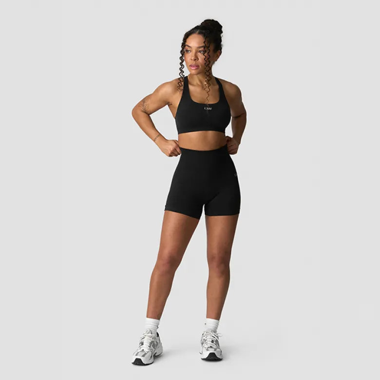 Smooth Seamless Midi Shorts, Black