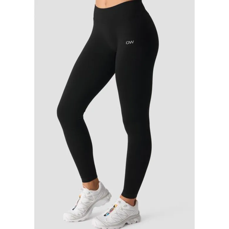 Smooth Seamless Mid Rise V-shape Tights, Black