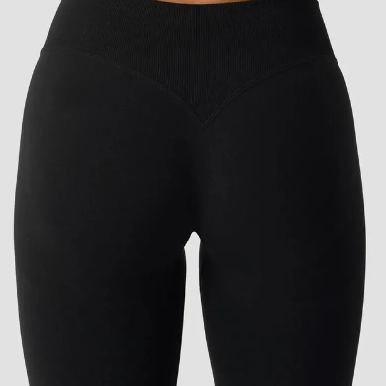 Smooth Seamless Mid Rise V-shape Tights, Black