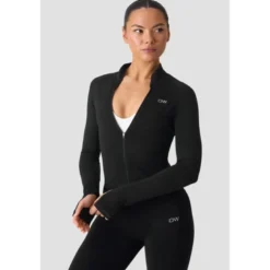 Smooth Seamless Zip Jacket, Black