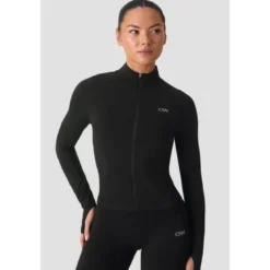 Smooth Seamless Zip Jacket, Black