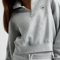 Soft Sweat Half Zip, Grey Melange