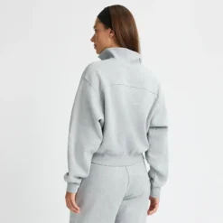 Soft Sweat Half Zip, Grey Melange