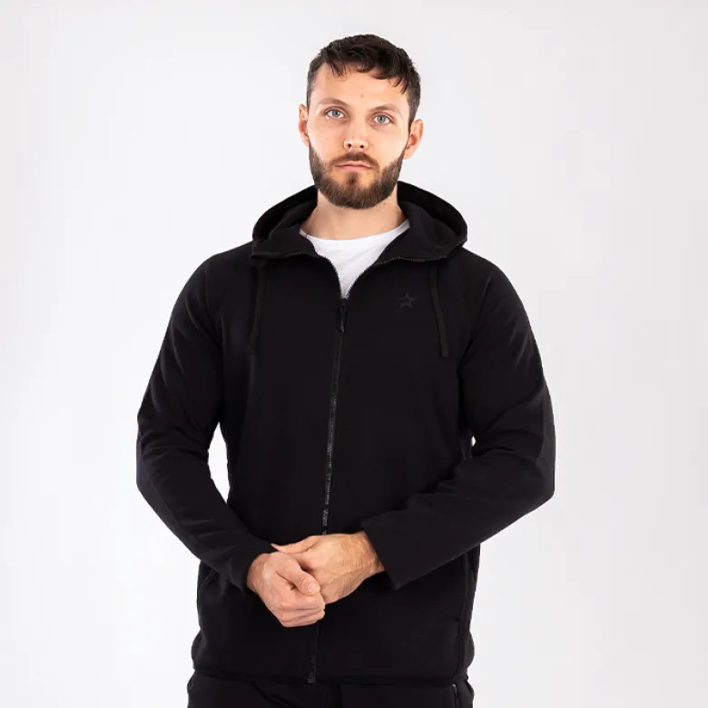 Star Zipped Hoodie Black