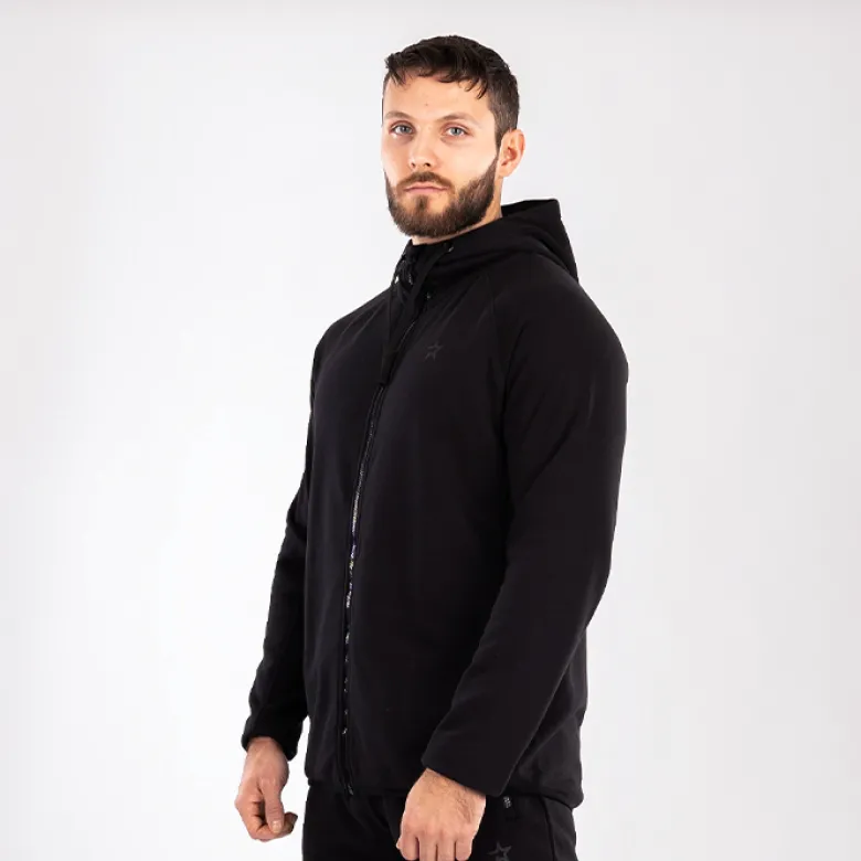 Star Zipped Hoodie Black
