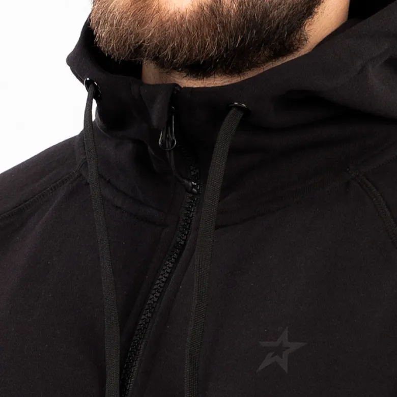 Star Zipped Hoodie Black
