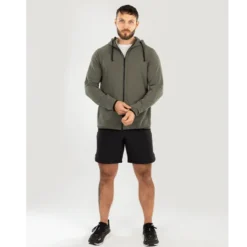 Star Zipped Hoodie Moss Green