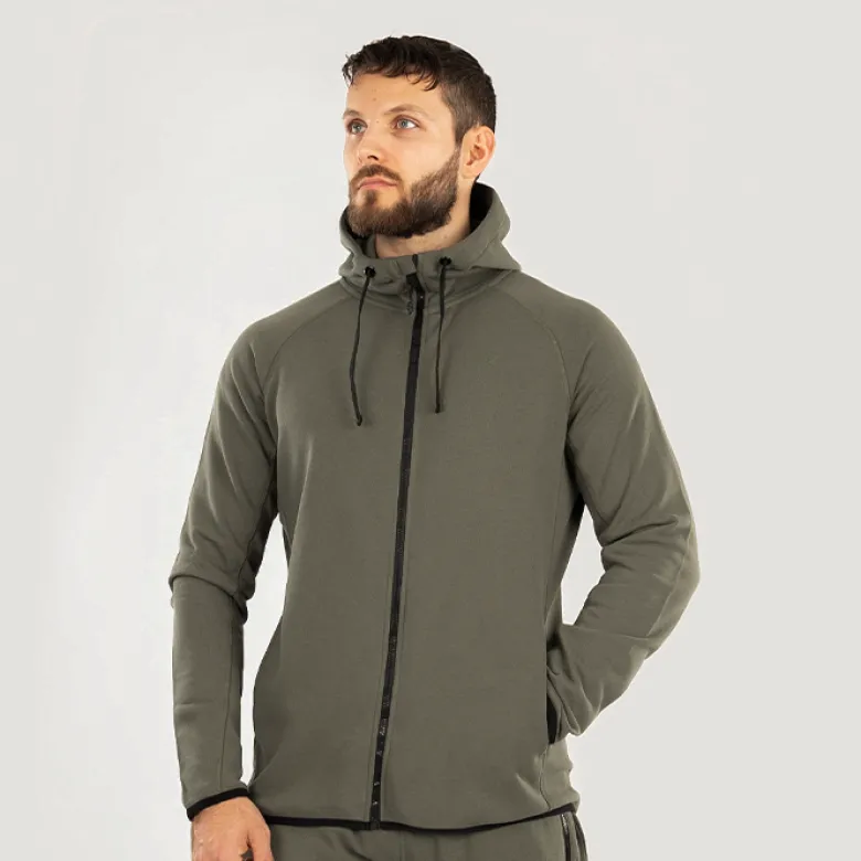 Star Zipped Hoodie Moss Green