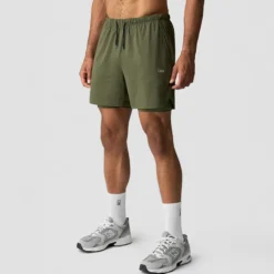 Stride 2-in-1 Shorts, Dark Khaki Green
