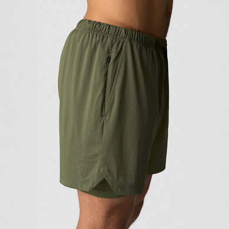 Stride 2-in-1 Shorts, Dark Khaki Green
