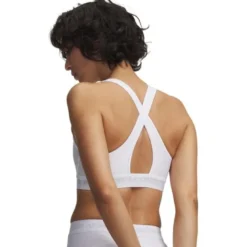 UA Crossback Mid Bra, White/Halo Gray