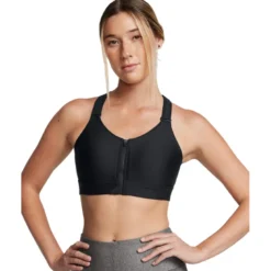 UA Infinity High Zip 2.0 Bra, Black