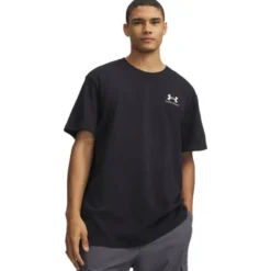 UA M Logo EMB Heavyweight SS Black