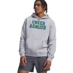 UA Rival Flc Camo Fill Hdy Black Medium Heather Grey