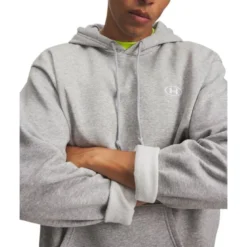 UA Rival Flc Hoodie Black Medium Heather Grey