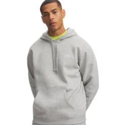 UA Rival Flc Hoodie Black Medium Heather Grey