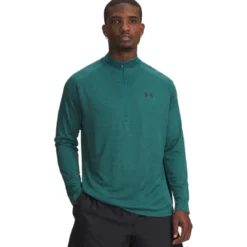 UA Tech Textured 1/2 Zip, Rack Green