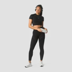 Ultra Seamless Cropped T-shirt Wmn, Black
