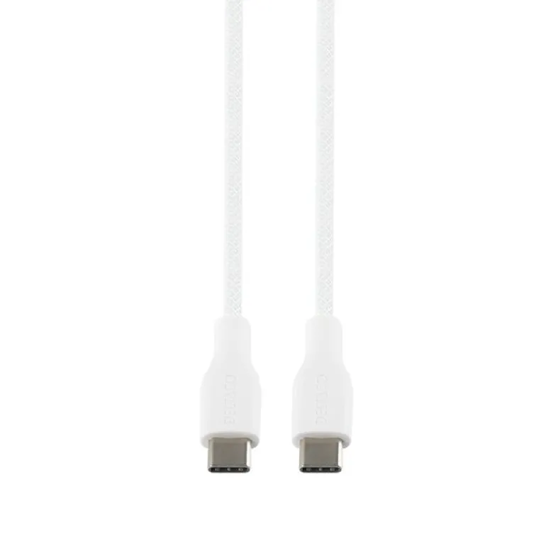 USB-C till USB-C Flätad Laddningskabel 60W 1m, Vit