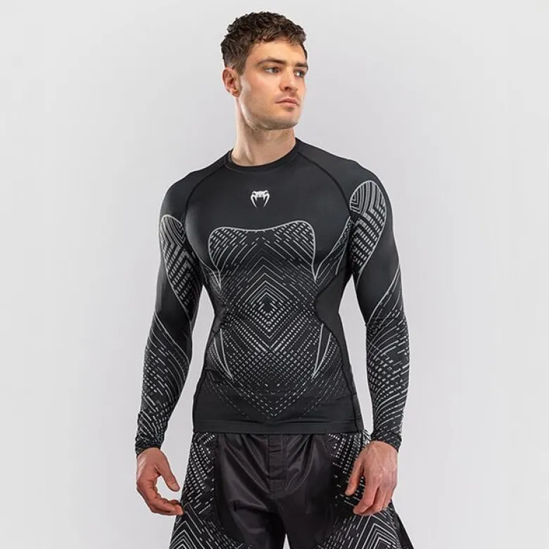 Venum Midnight Fury Long Sleeve Rashguard Black/Grey/Silver