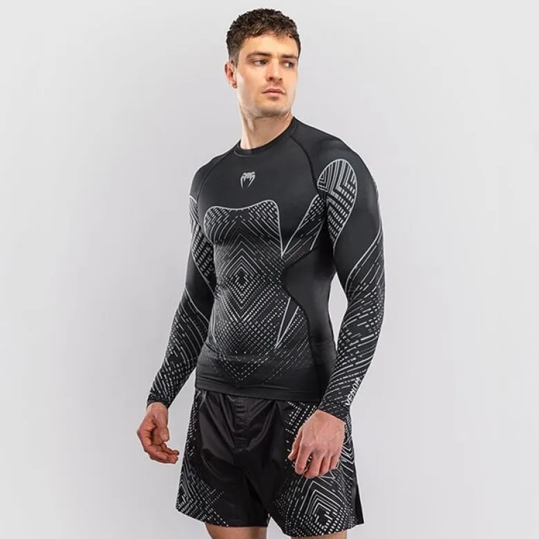 Venum Midnight Fury Long Sleeve Rashguard Black/Grey/Silver