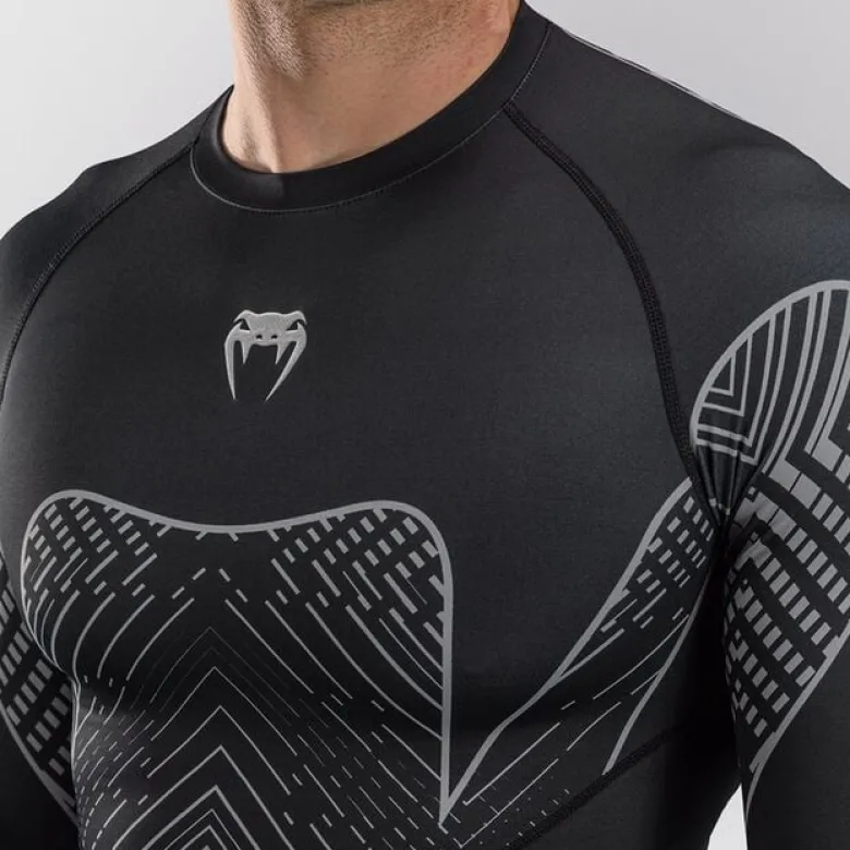 Venum Midnight Fury Long Sleeve Rashguard Black/Grey/Silver