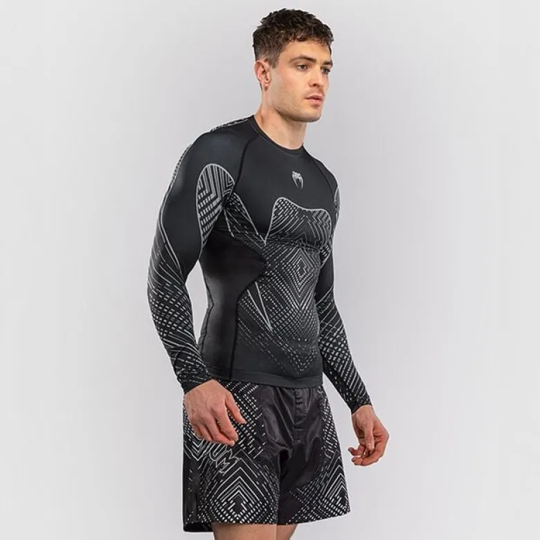 Venum Midnight Fury Long Sleeve Rashguard Black/Grey/Silver