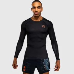 Venum Thunder Dragon Long Sleeve Rashguard Black/Grey/Copper