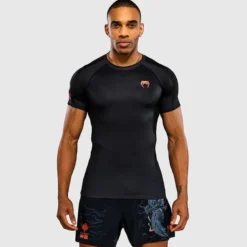 Venum Thunder Dragon Short Sleeves Rashguards Black/Grey/Copper