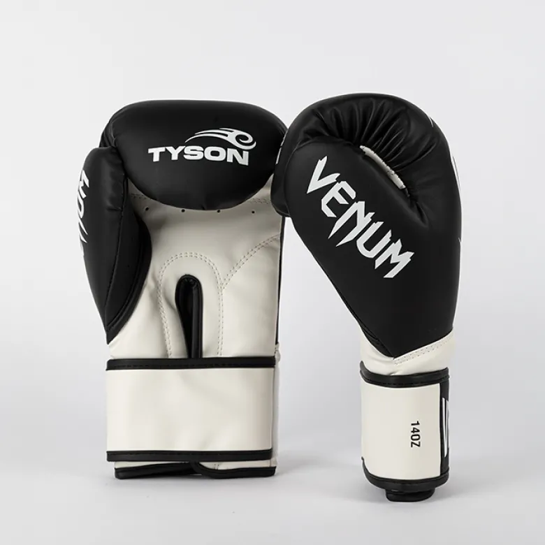 Venum X Mike Tyson Pro Boxing Gloves with velcro Black/White
