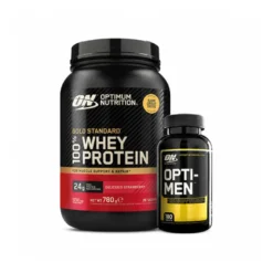 100% Whey Gold Standard Vassleprotein 700 g + Opti-Men, 180 Tabletter