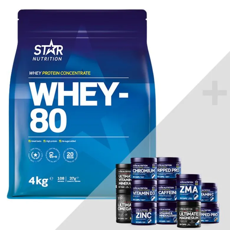 Whey-80 Vassleprotein 4 kg + Bonus Produkt