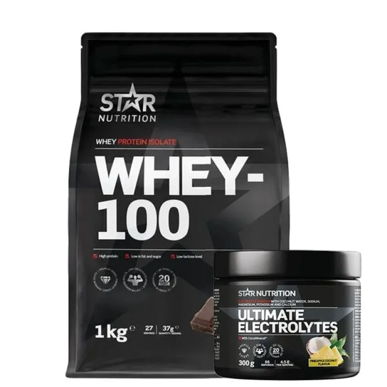 Whey-100 Vassleprotein 1 kg + Ultimate Electrolytes 300 g