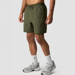 Workout 2-in-1 Shorts, Dark Khaki Green