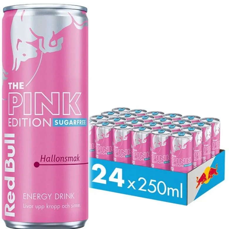 24 x Red Bull Energidryck, 250 ml, Sockerfri pink Edition