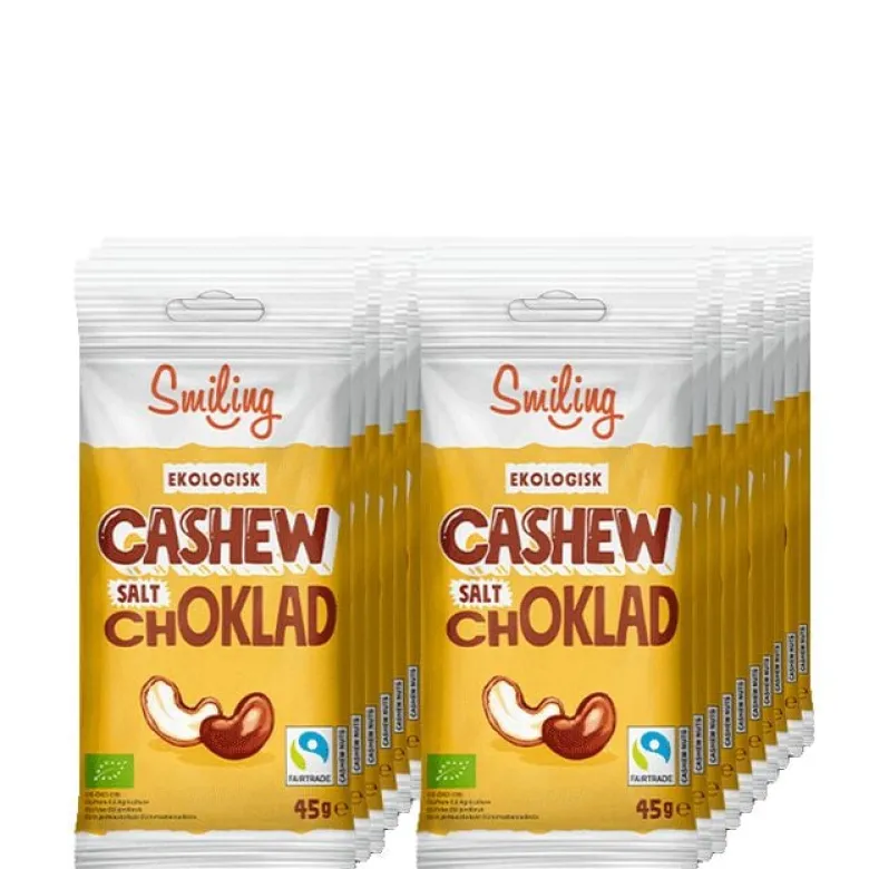 20 x Smiling Cashew Salt Choklad, 45 g
