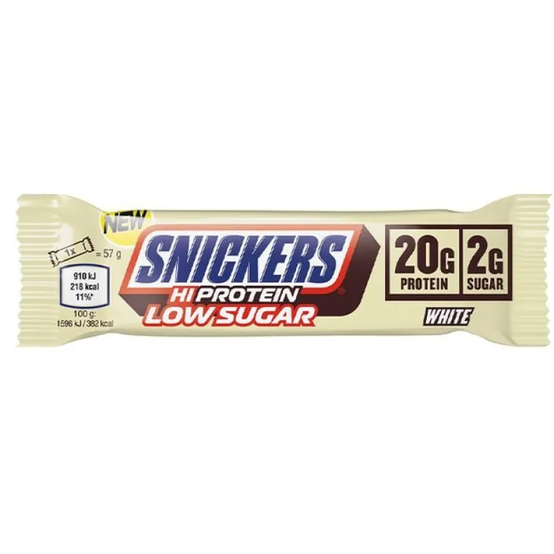 12 x Snickers High Protein Bar Low Sugar 57 g Vit Choklad